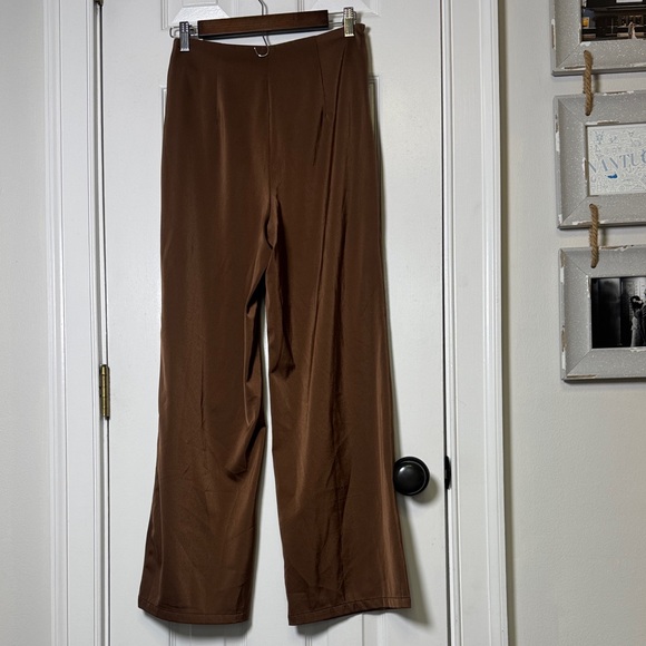 MOTF Brown Quiet Luxury Dress Pants High Rise Straight Leg Hidden Zip Size S - Picture 5 of 7
